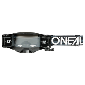 Die O'NEAL B-33 ROLL OFF Goggle ICTUS verfügt über einen breiten verstellbaren Riemen mit auffälligem weißem O'NEAL-Branding und ein zuverlässiges Abrollsystem für klare Sicht - die ideale MX-Brille für harte Fahrten.
