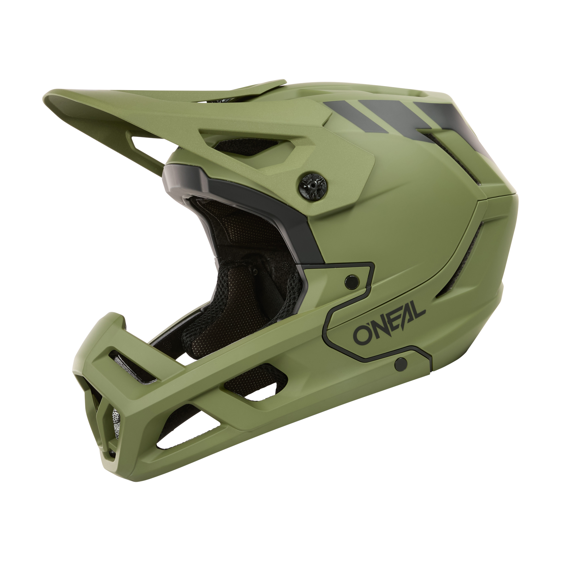 Der O'NEAL SL1 Helmet CREST ist ein mattgrüner Fullface-Motocross-Helm mit Visier, seitlichem Branding, Belüftungsöffnungen und einem aerodynamischen Design - ideal für optimalen Schutz in Ihrer Ausrüstung.