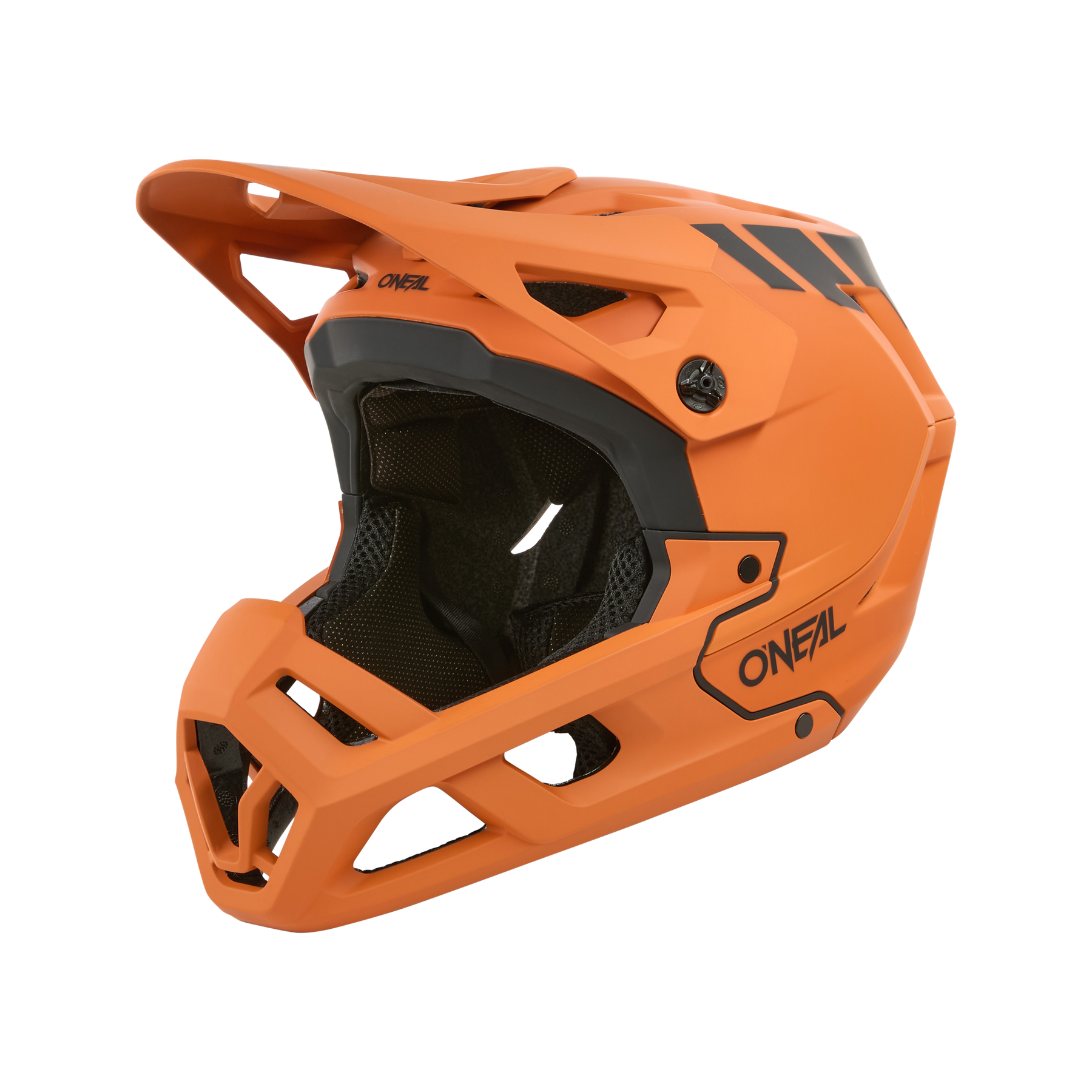 Der orangefarbene O'NEAL SL1 Helmet CREST ist ein Fullface-Motocross-Helm mit schwarzer Innenausstattung, verlängertem Visier und seitlichem Logo - perfekte Ausrüstung für optimalen Schutz beim Fahren.