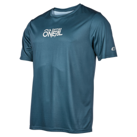 The O'NEAL SLICKROCK Jersey STATIC is a teal-colored short-sleeved mountain bike jersey with the white O'NEAL logo on the chest and a small logo on the sleeve, combining quality and comfort on a plain background.