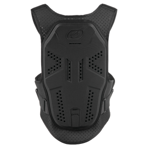 Der O'NEAL BP Soft Chest Protector von O'NEAL Europe ist eine schwarze Rückenpanzerweste mit perforierter Polsterung, verstellbaren Trägern und EN1621-1 Level 2 Zertifizierung, ideal als Schutzweste Motorrad oder Brustprotektor für Sport und Outdoor.