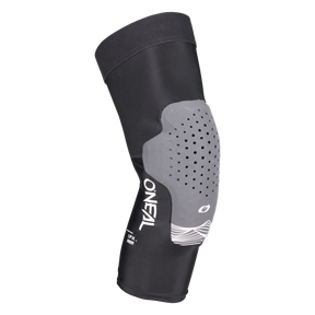 Der O'NEAL DIRT 1.0 Knieschützer ist ein schwarz-grauer Knieschützer mit perforierter Polsterung und dem O'NEAL-Logo auf der Seite, der für den anspruchsvollen sportlichen oder schützenden Einsatz konzipiert ist.