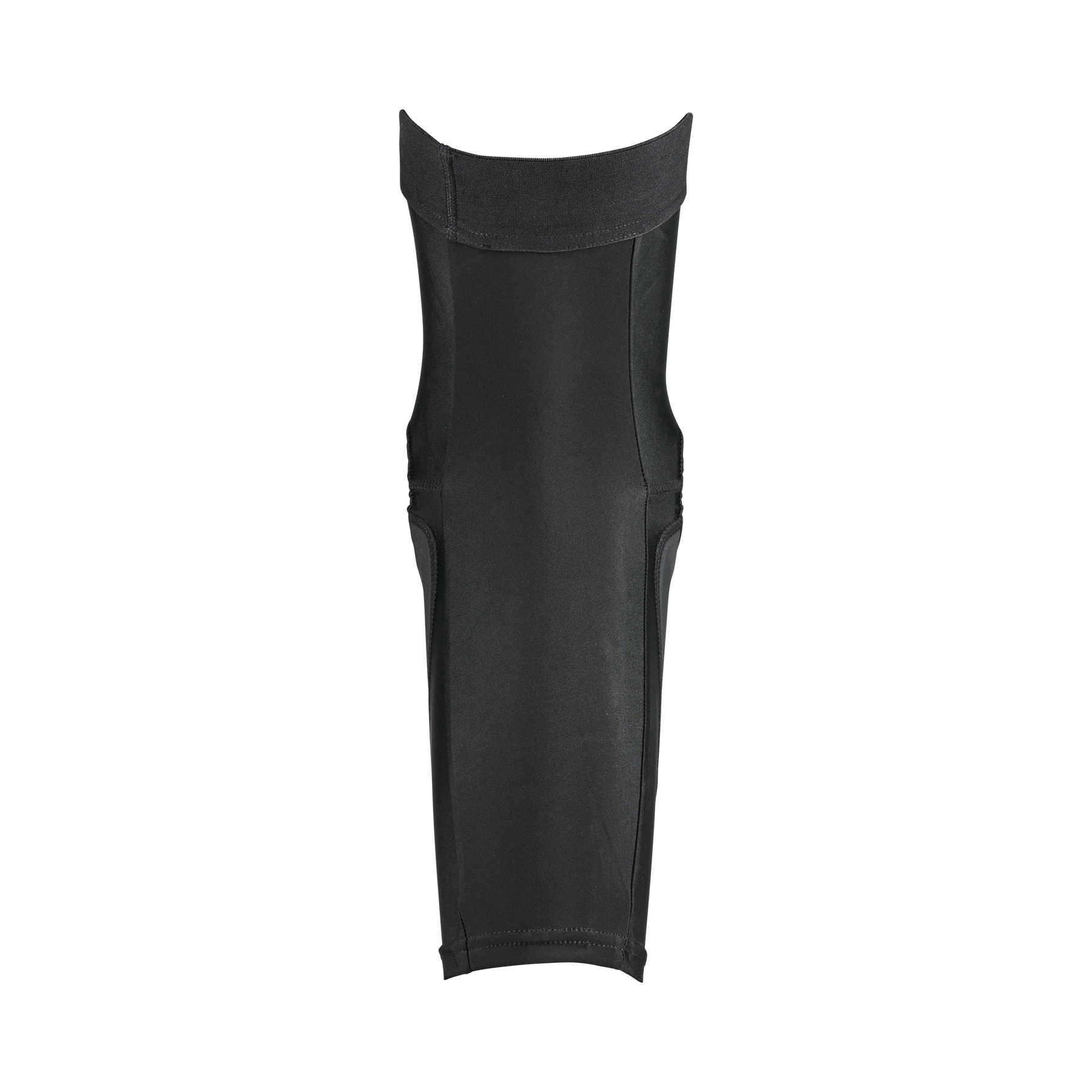 Der O'NEAL DIRT 2.0 Knieschützer Kinder ist ein schwarzer, dehnbarer Kniestrumpf mit flachen Nähten, glatter Textur und einem stützenden, breiten Oberband mit Crash Cells Technologie, abgebildet auf einem schlichten weißen Hintergrund.