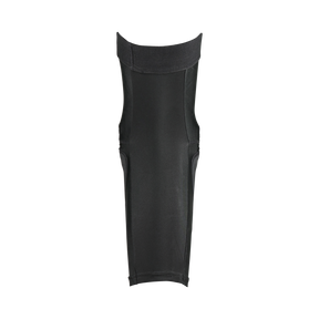 Der O'NEAL DIRT 2.0 Knieschützer Kinder ist ein schwarzer, dehnbarer Kniestrumpf mit flachen Nähten, glatter Textur und einem stützenden, breiten Oberband mit Crash Cells Technologie, abgebildet auf einem schlichten weißen Hintergrund.