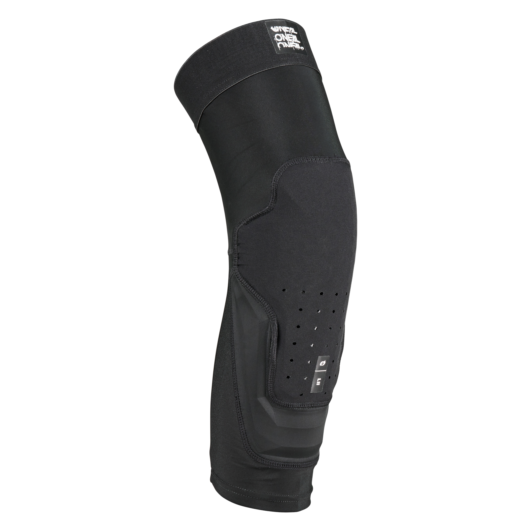 Der O'NEAL DIRT 2.0 Knieschützer Kinder ist ein schwarzer Knieschützer mit Belüftungslöchern, gepolsterter Vorderseite, Crash Cells Technologie und einem kleinen Logo auf dem oberen Band - ideal für Unterstützung und Schutz bei körperlicher Aktivität.