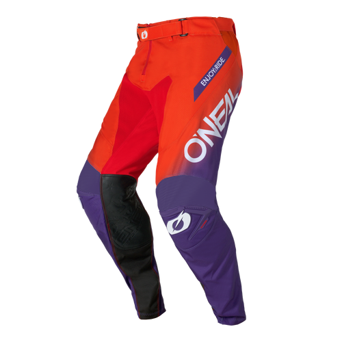 Die O'NEAL MAYHEM Hose HEXX Motocross-Hose von O'NEAL kommt in leuchtendem Rot, Lila und Schwarz mit 