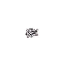 Une petite pile de vis de réglage AZONIC A-Pins en acier est disposée en rangs serrés sur un fond blanc.