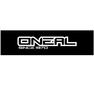 Das O'NEAL-Banner zeigt ein schwarzes rechteckiges Logo mit fettem, stilisiertem weißen Text, der in einer futuristischen Schriftart „O'NEAL“ lautet. Unter „O'NEAL“ steht der Text „Since 1970“ in einer kleineren, ähnlichen Schriftart.