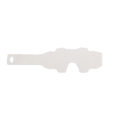 Eine O'NEAL B2 Goggle - Tear Off Pack Abreißscheibe, aus klarem Kunststoff, auf weißem Hintergrund.