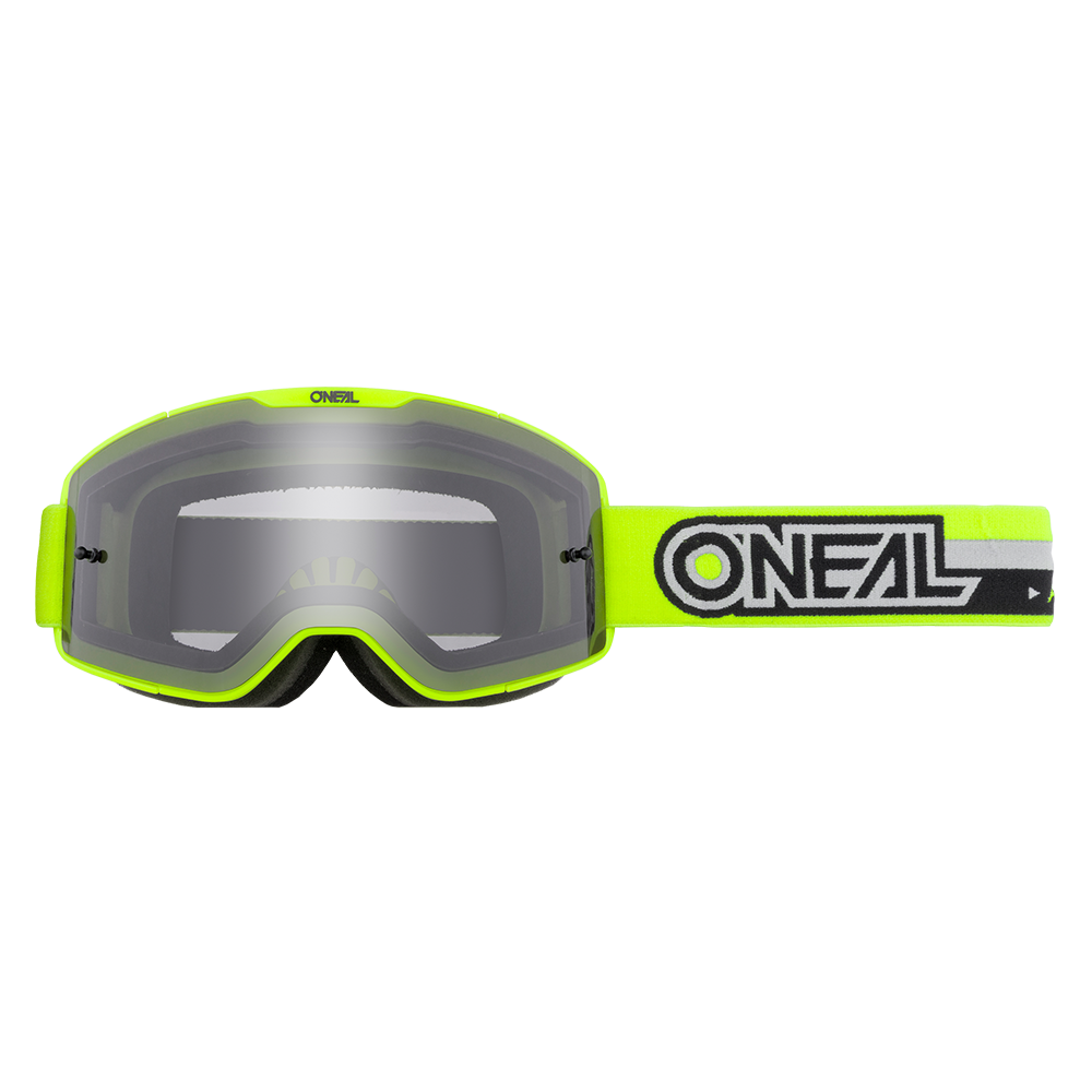 Die O'NEAL B-20 Brille PROXY verfügt über ein neongelbes und schwarzes Design, reflektierende Gläser und einen verstellbaren Riemen mit auffälligem schwarz-weißem O'NEAL-Branding für ein weites Sichtfeld bei jeder Fahrt.