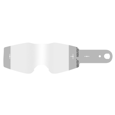 O'NEAL B-20 & B-30 Goggle – Laminiertes Tear-Off-Pack, kompatibel mit klaren Motorradhelmvisieren, verfügt über minimales Branding und Befestigungslaschen auf beiden Seiten.