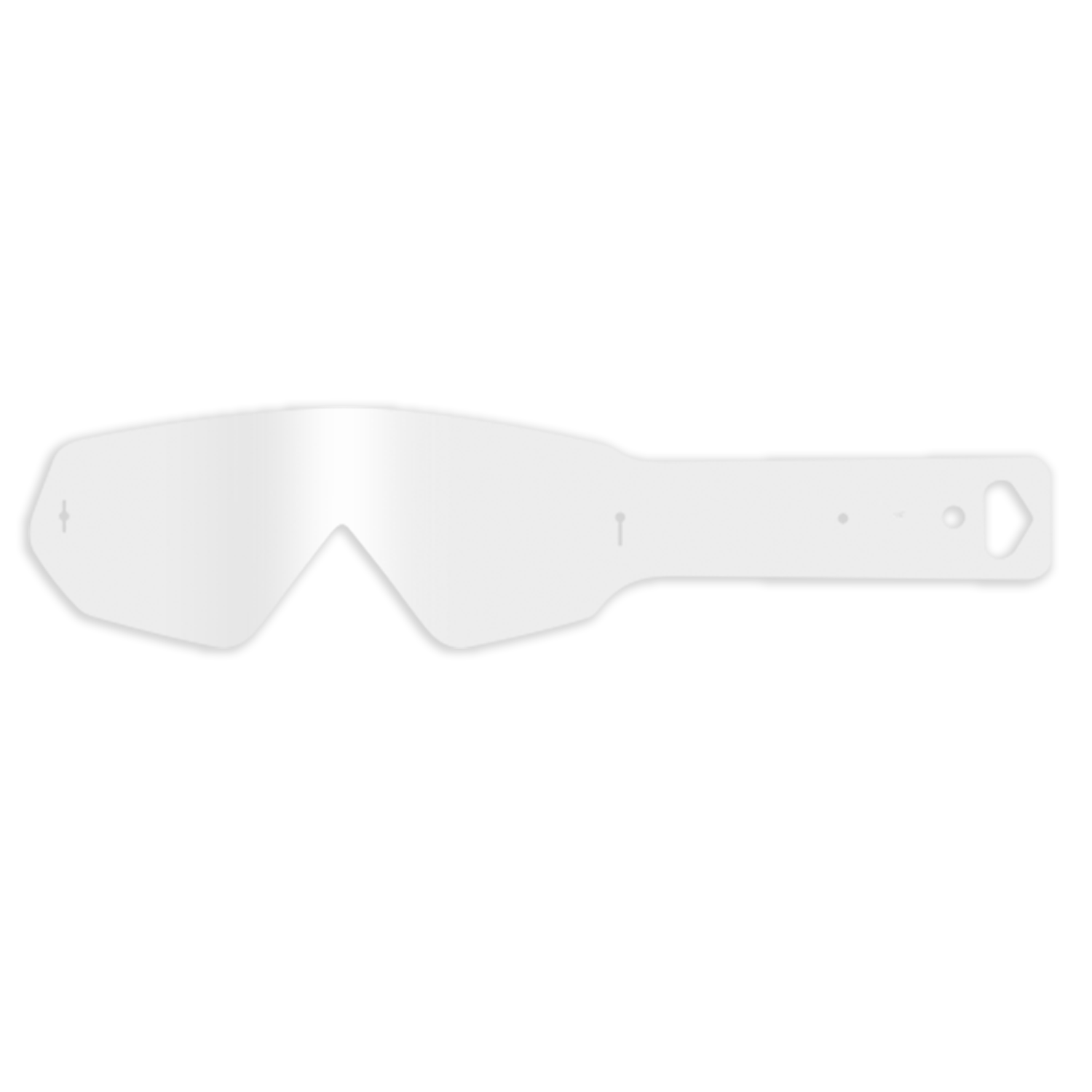 Die O'NEAL B-FLEX Goggle - Tear Off Pack von O'NEAL verfügt über ein einzelnes, transparentes, laminiertes Glas mit einem flachen Seitenbügel, der sich vor einem schlichten weißen Hintergrund in einem minimalistischen, schlanken Design präsentiert.