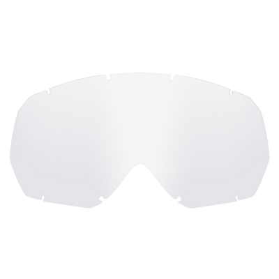 Die O'NEAL B-10 Youth Goggle - Spare Lens in Weiß hat eine gebogene Form, die perfekt auf den Rahmen passt und verfügt an den Rändern über mehrere kleine Kerben zur sicheren Befestigung.