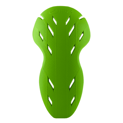 Das O'NEAL IPX-HP von O'NEAL ist ein leuchtend grünes, strukturiertes Schutzpolster mit mehreren Lüftungsschlitzen und einer ergonomischen, konturierten Form, die vor einem transparenten Hintergrund dargestellt wird.