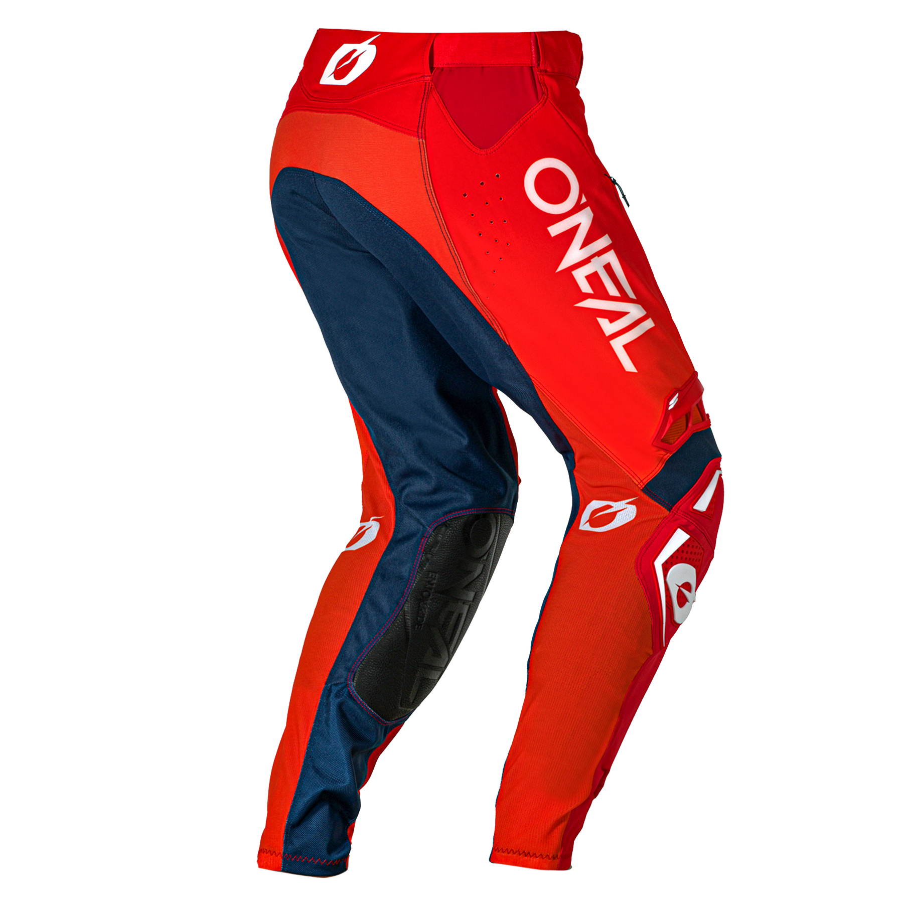 Die O'NEAL PRODIGY Hose FIVE FIVE FADE Motocross-Hose ist in den Farben Rot und Blau mit weißem O'NEAL-Branding erhältlich. Sie verfügt über Schutzeinsätze und ein schlankes Design, perfekt für Offroad-Rennen oder -Fahrten.